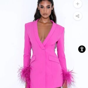 Madeline Fuchsia Feather Trim Blazer Dress